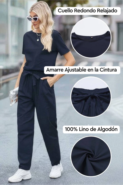 100% Algodón Lino Monocromo Co-ord