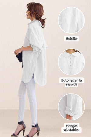 Camisa oversize de lino 100% algodón