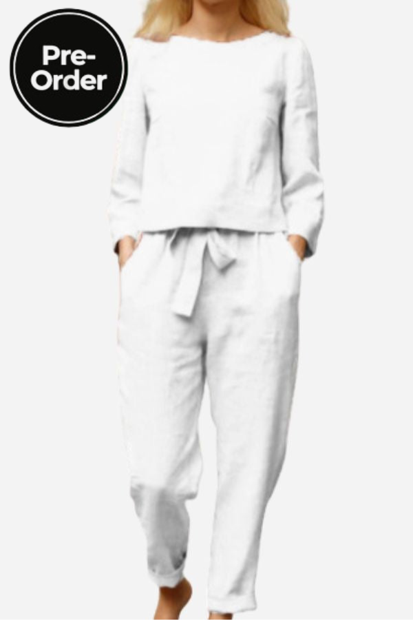 100% Conjunto de 2 Piezas Monocromo de Algodón y Lino