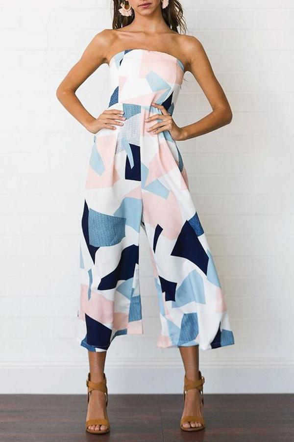 Mono sin tirantes con estampado geométrico