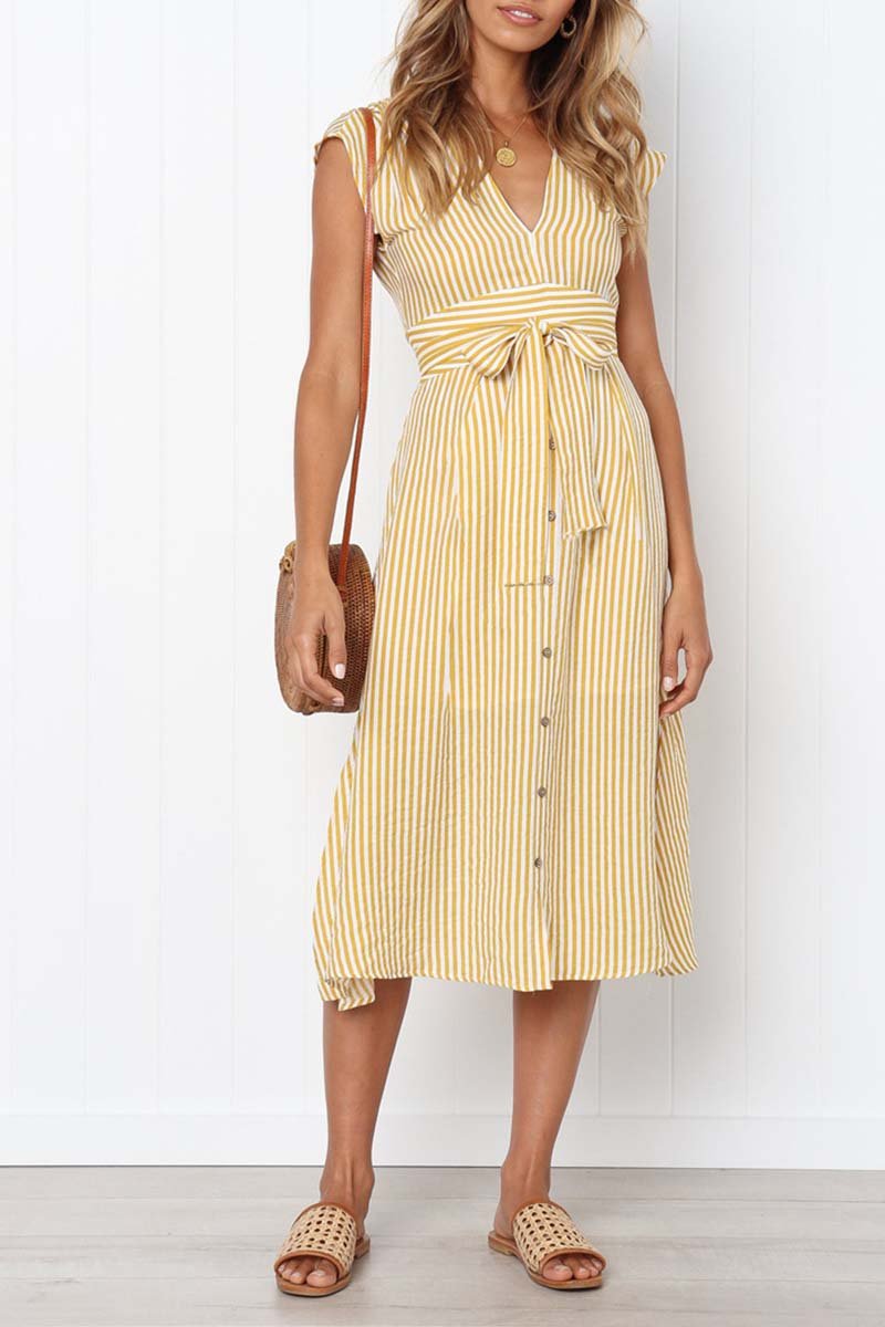 Vestido de tirantes midi a rayas