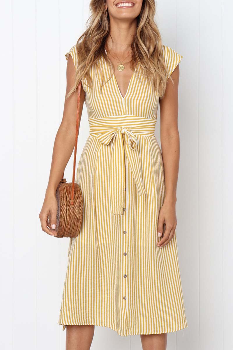 Vestido de tirantes midi a rayas