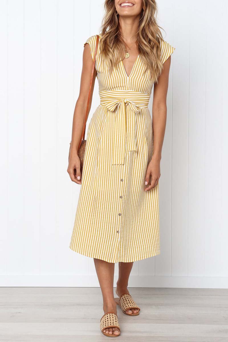 Vestido de tirantes midi a rayas