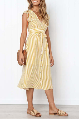 Vestido de tirantes midi a rayas