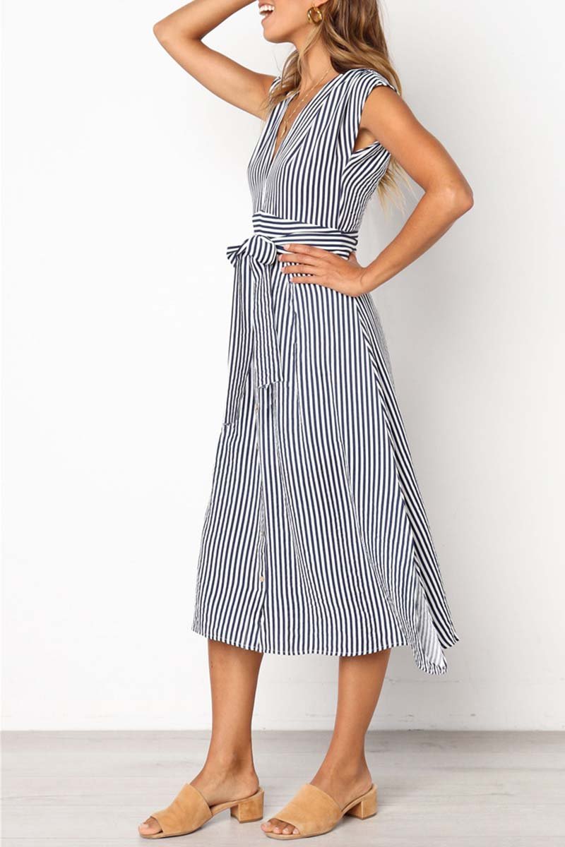 Vestido de tirantes midi a rayas