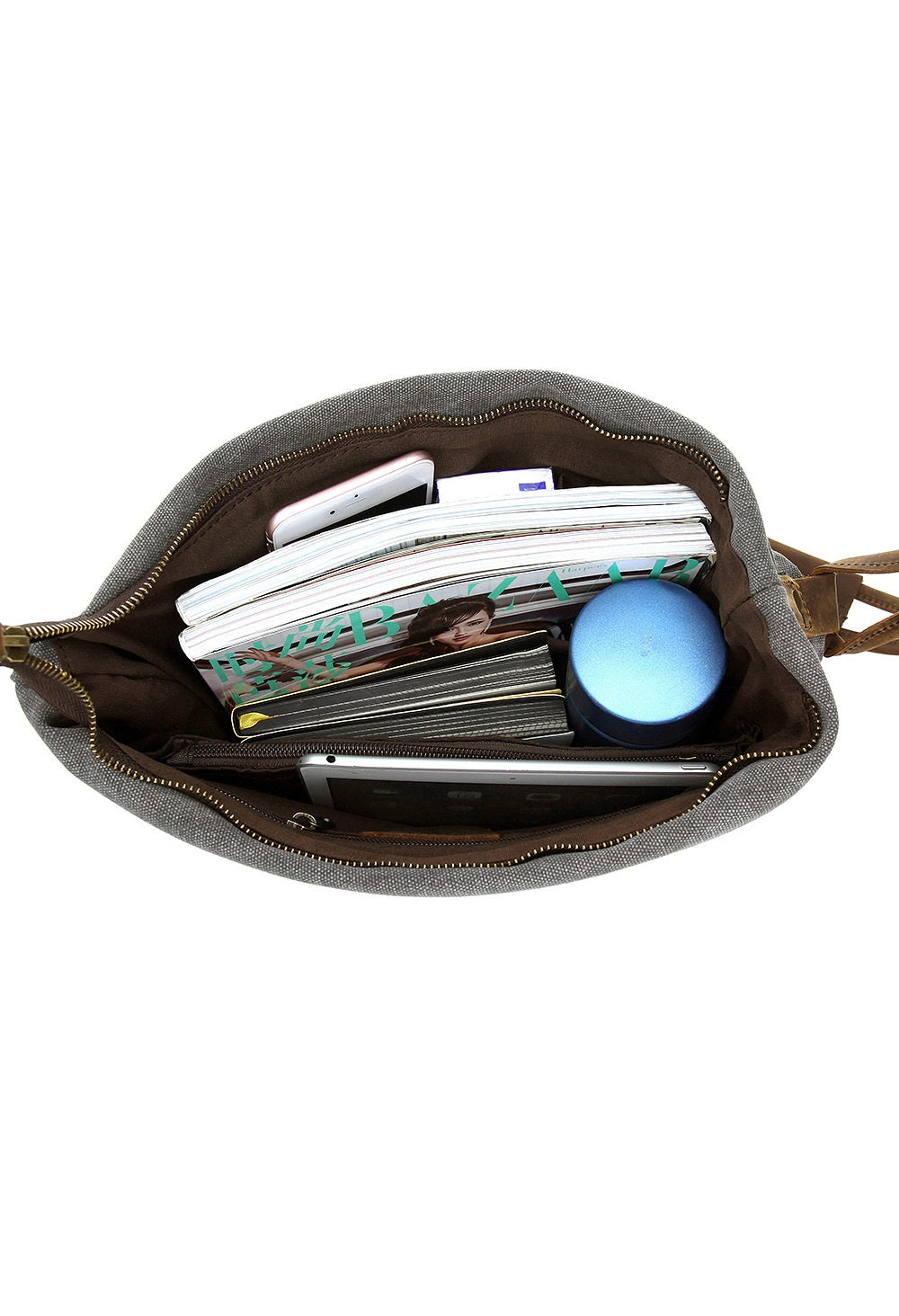 Bolso De Lona de Cuero Recortado