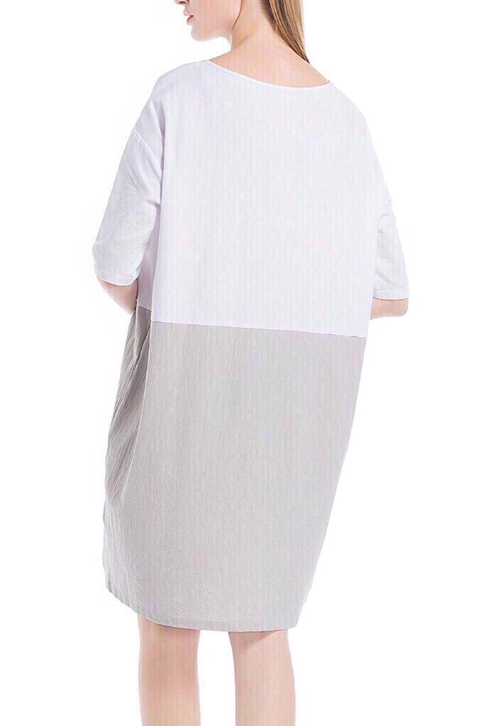 Vestido de Lino Bloque de Color