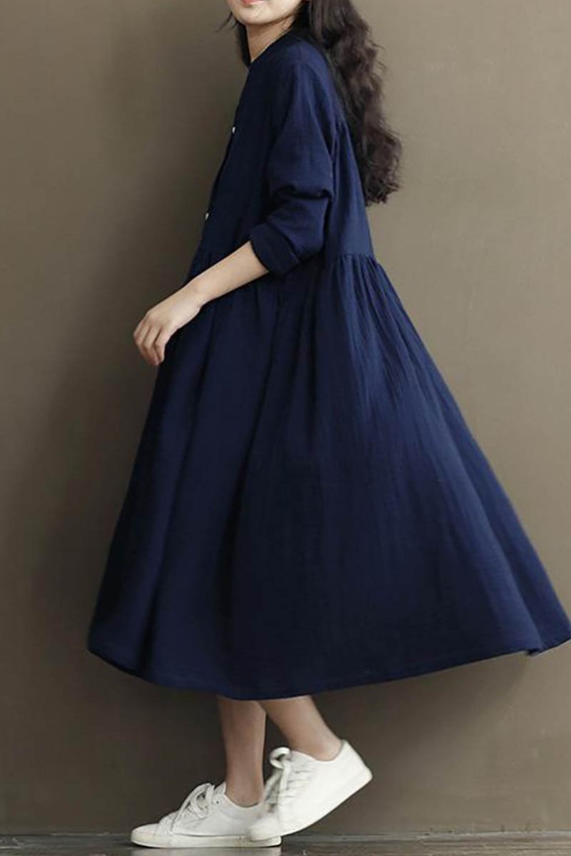 Vestido Largo con Botones Frontales